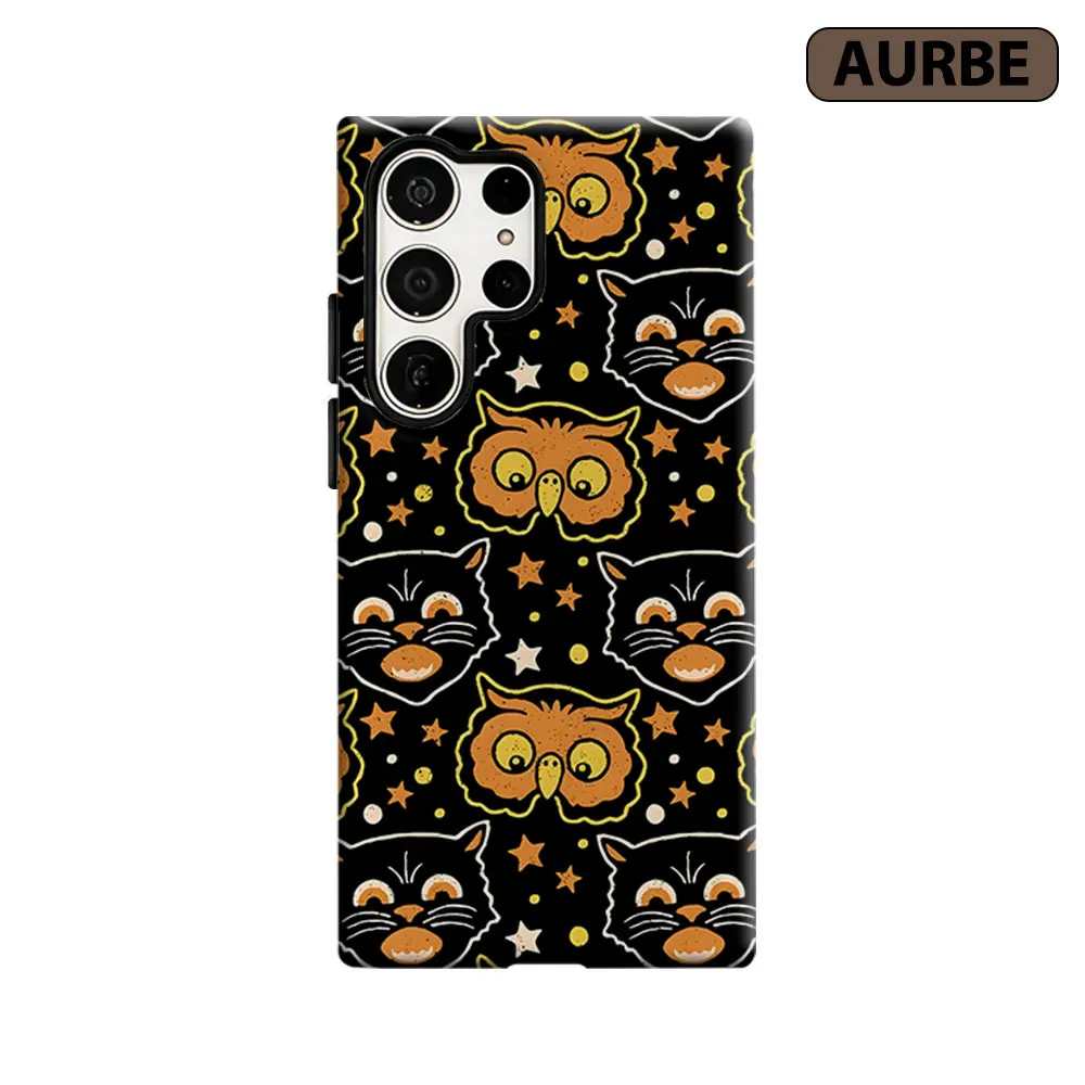 Halloween Cat Owl Phone Case For Samsung Galaxy S26 S25 S24 S23 Ultra Plus HD Hard Double Layer Film Cover