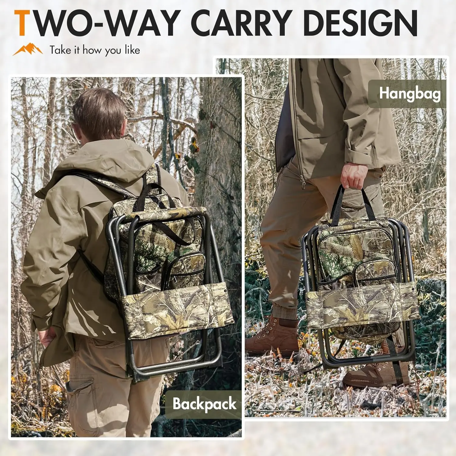 كرسي تبريد على الظهر قابل للطي مع مسند ظهر للتخييم والصيد والمشي لمسافات طويلة والسفر، يدعم 350 رطلًا #5