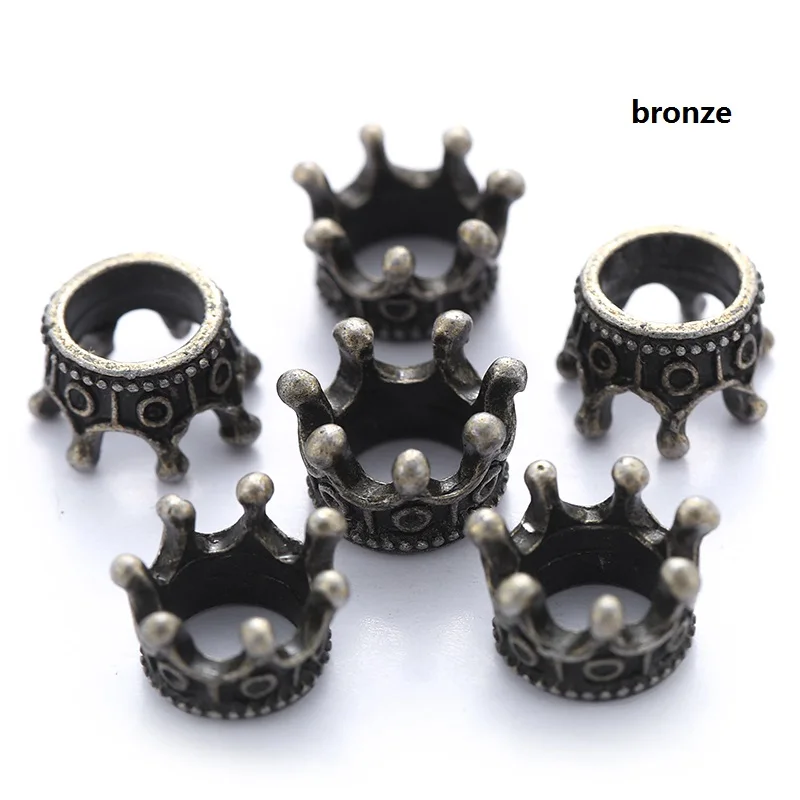 20pcs Alloy Loose Spacer Beads Gold colour Silver colour Crown Beads for Jewelry Making DIY Bracelet Handmade Accessories