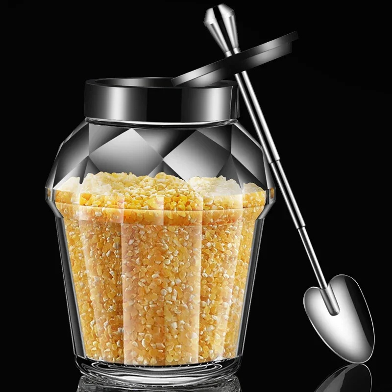 

Sealed Seasoning Jar 304 Stainless Steel Seasoning Box Kitchen Combination Pack MSG Seasoning Spoon Lid Gravy Jar Tableware