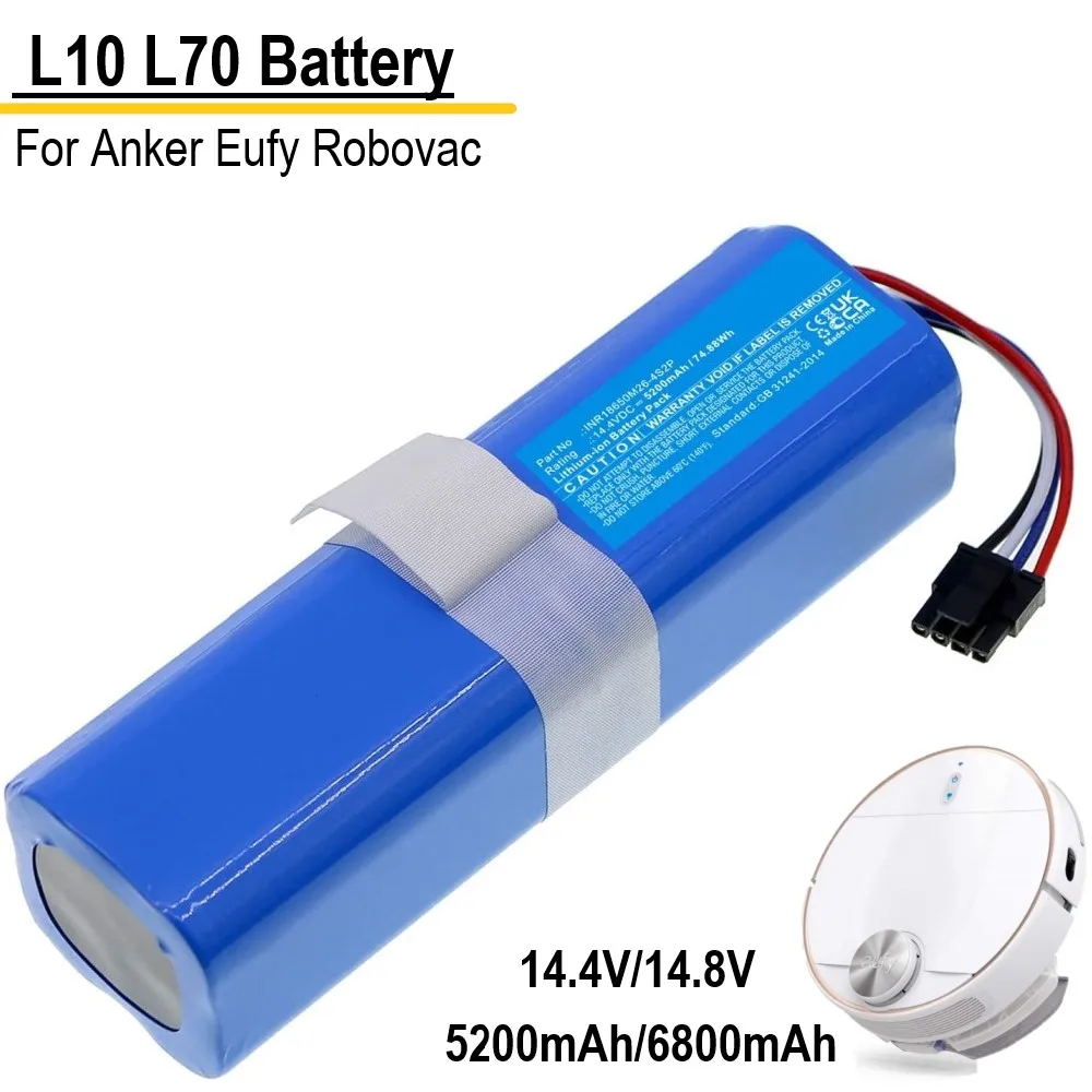 6800mAh/5200mAh 14.4V Li-ion Battery For Anker Eufy Robovac L10 L70 Robot Vacuum  Cleaner Accessories Spare Parts T2190G21 T2190