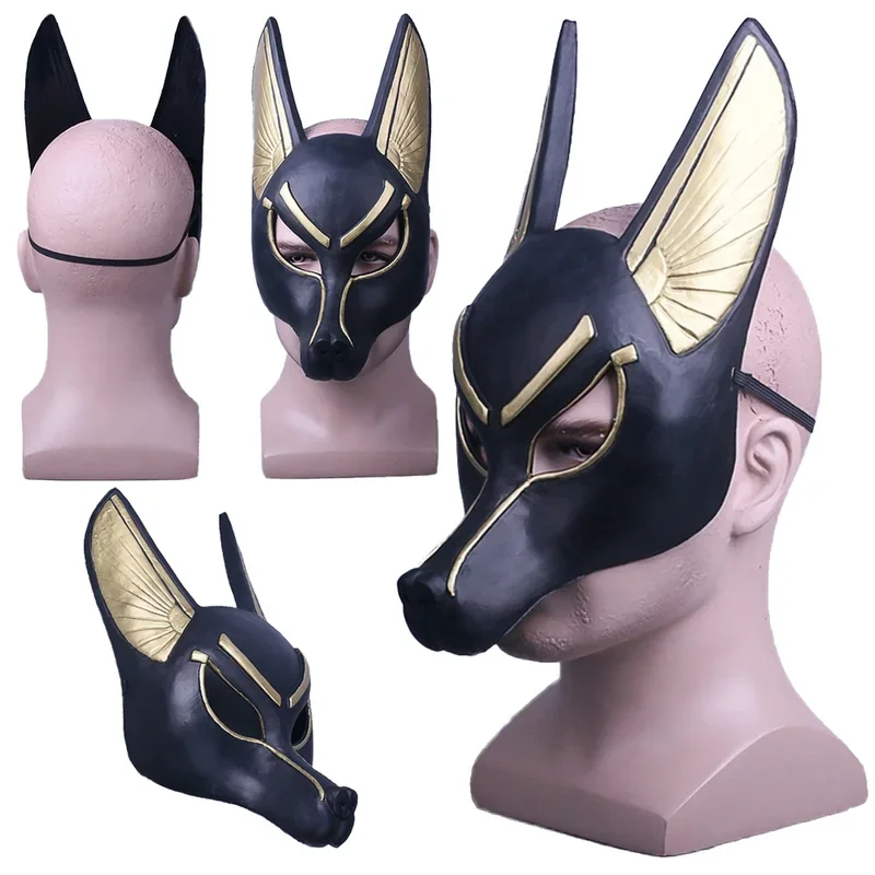 Anubis Cosplay Mask Costume Accessories Head Masquerade PVC Mask Halloween Carnival Party Boys Men Adult Props