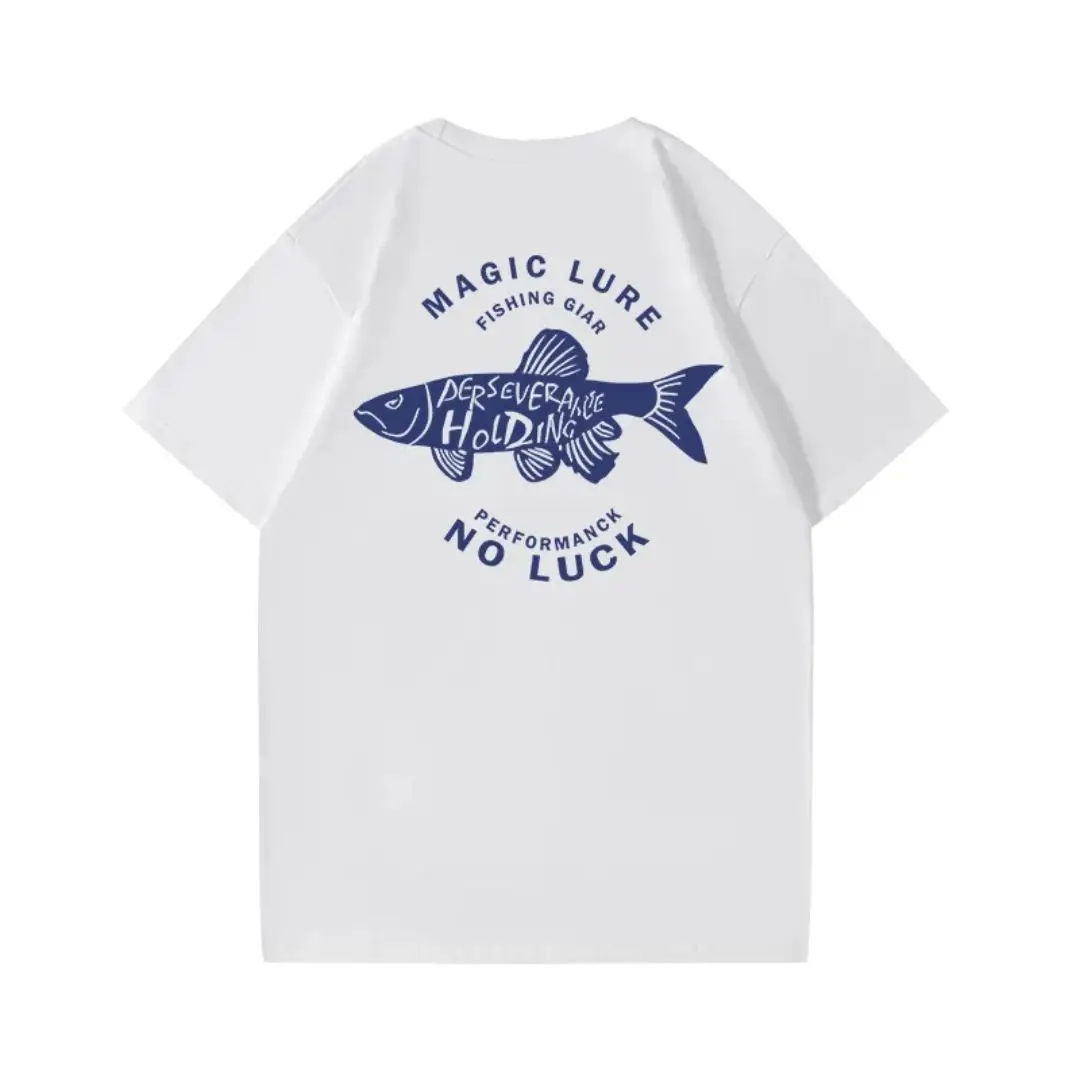 Summer New lure fishing Printing Trend aquarist Fashion Graphic T-Shirts couple Casual Short Sleeve Loose T-Shirt Street Tees