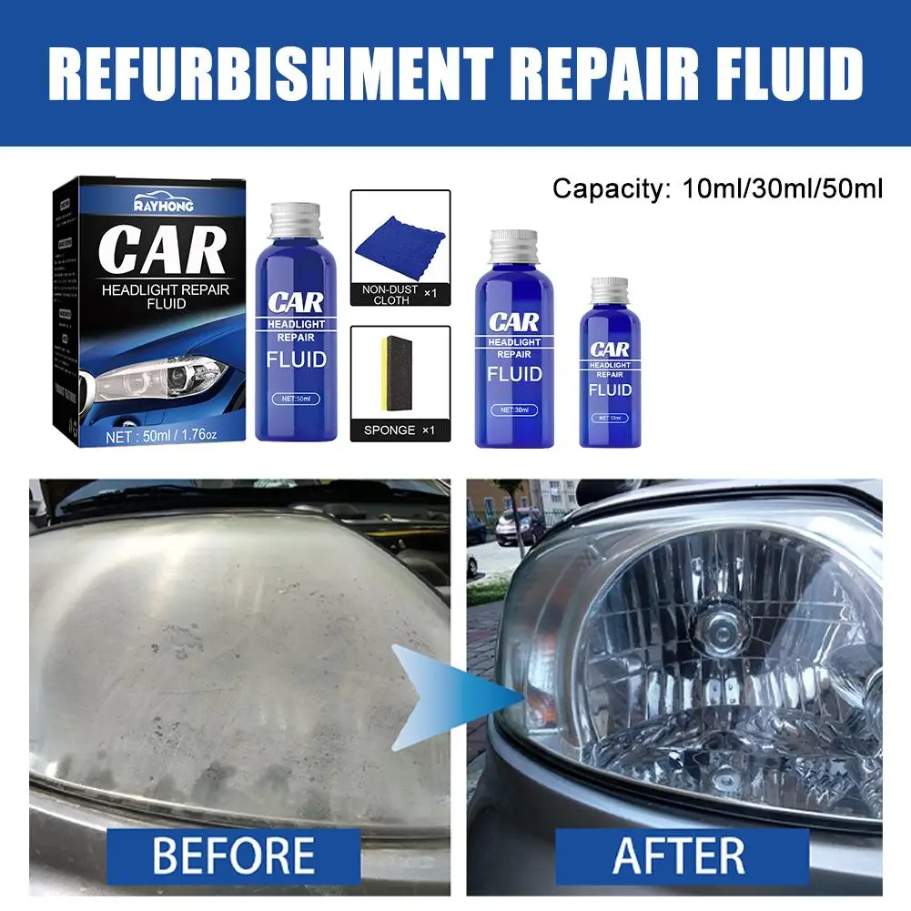 10/30/50ml Car Headlight Repair Fluid Headlight Polishing The Products Restoration Chemical Cleaning Headlights Polishing C E2V2