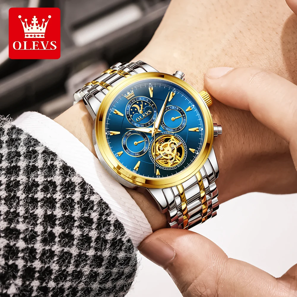 OLEVS 6746 Mens Watch LuxuryFl - đánh giá và giá Skeleton Mechanical Watch