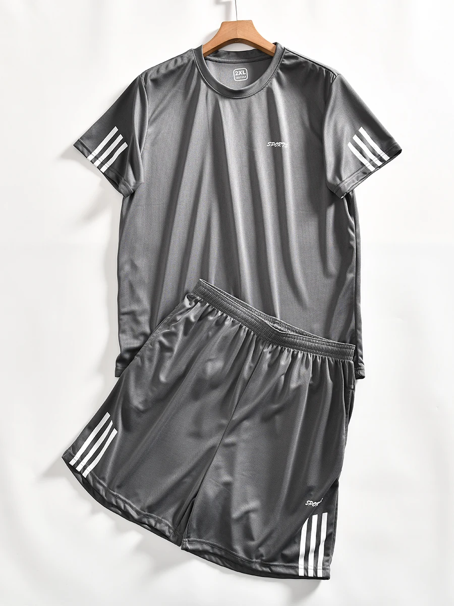 Tech Quick Dry Mesh Running Sportswear Set for Men Summer Short Sleeve T Shirt And Shorts Youth Casual Sportswear view 2