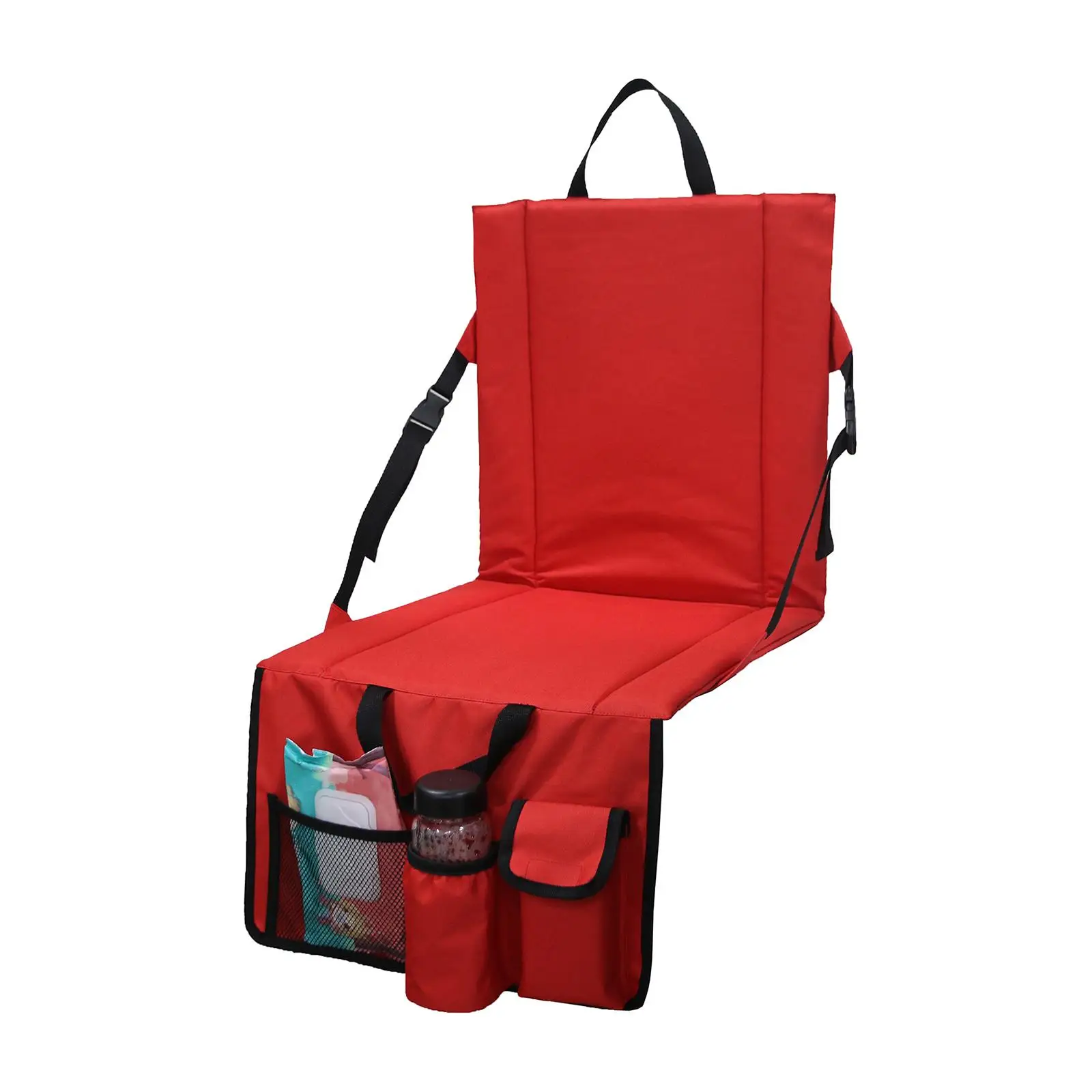 Large Stadium Chair, with Pocket Cushion, Seating Mat, Oxford Cloth Cup Holder,