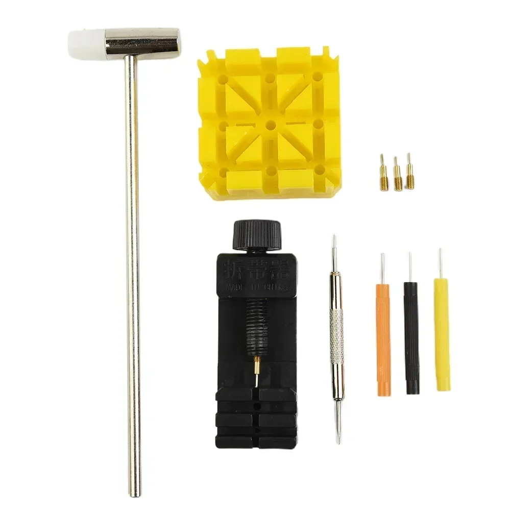 11 ชิ้นนาฬิกาซ่อมชุดเครื่องมือนาฬิกา Link Band Slit สายคล้องสร้อยข้อมือ Pin Remover Professional Adjuster ชุดเครื่องมือ