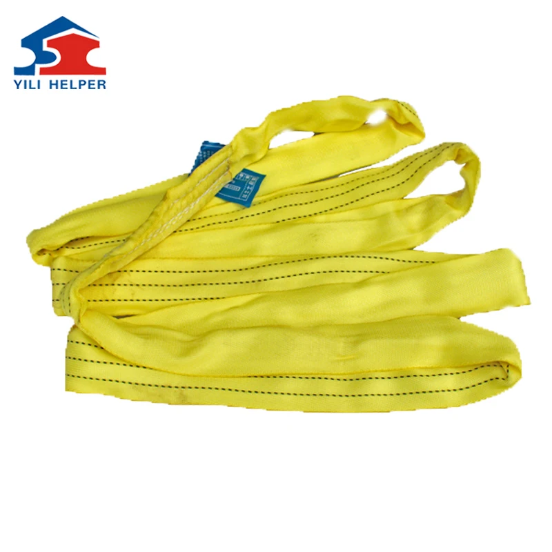 2PCS 2T 6M Annular Lifting Sling, Polyester Flat Sling, Double Headed Buckle, Industrial Crane Sling