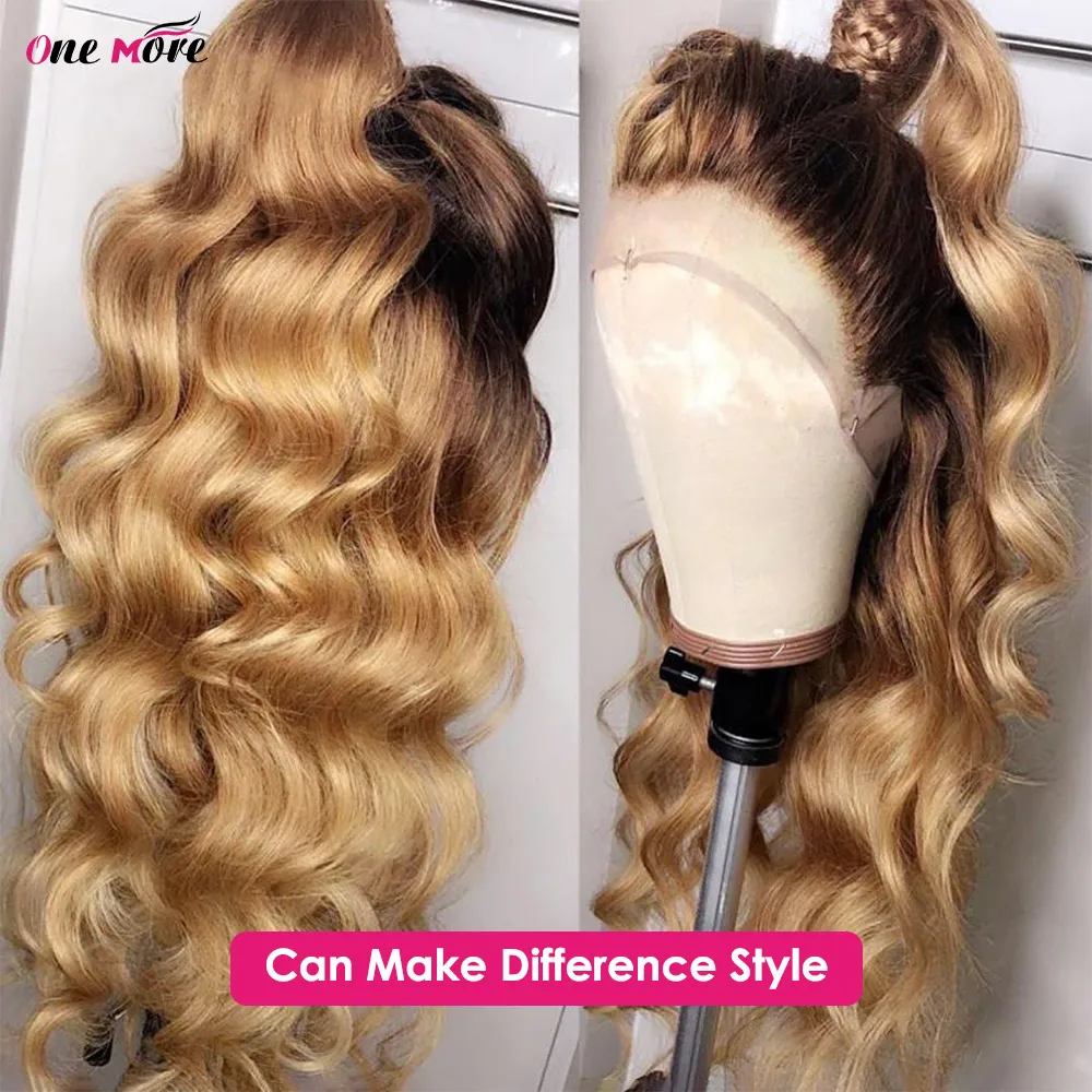 1B 27 Honey Blonde Bundles With Closure 4x4 Inch Body Wave Bundles With Closure 100% Human Hair Bundles with Closure Free Part