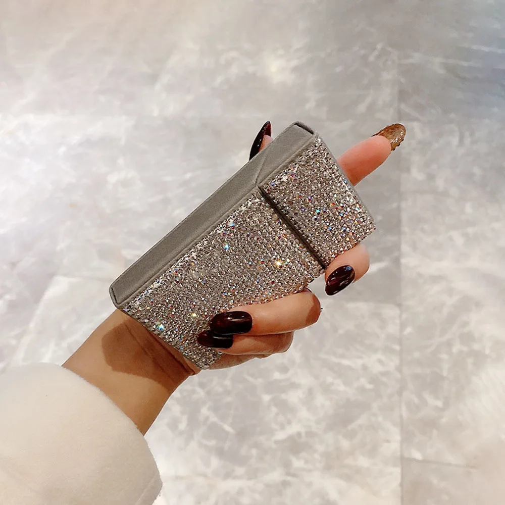 Diamond PU Cigar Cigarette Case Waterproof Tobacco Case Pocket Container Cigarette Accessories Rhinestones Cigarette Packet