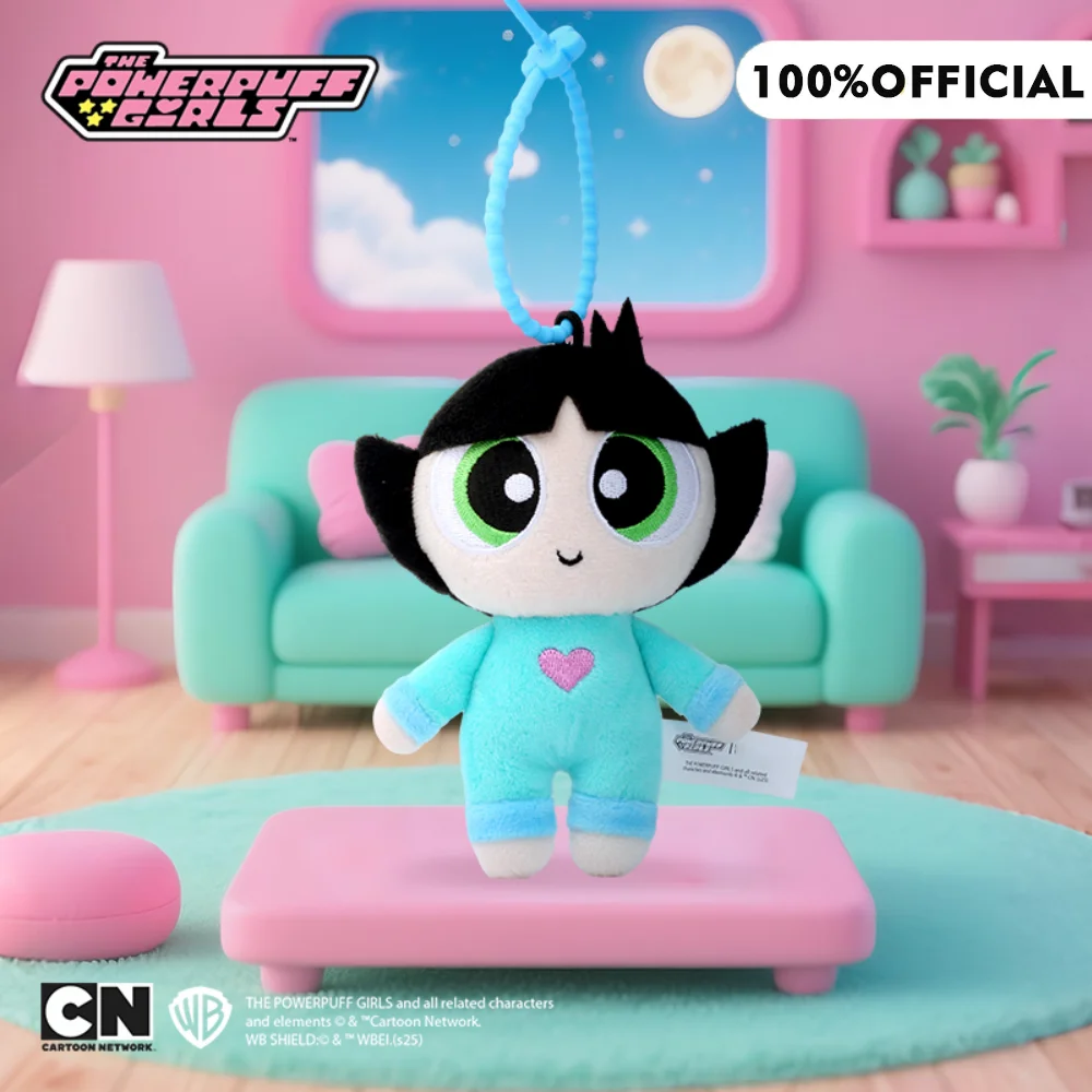 جديد حقيقي Powerpuff الفتيات زهر فقاعات أفخم الدمى المفاتيح لطيف الكرتون Buttercup ظهره حلية هدايا عيد الميلاد #6