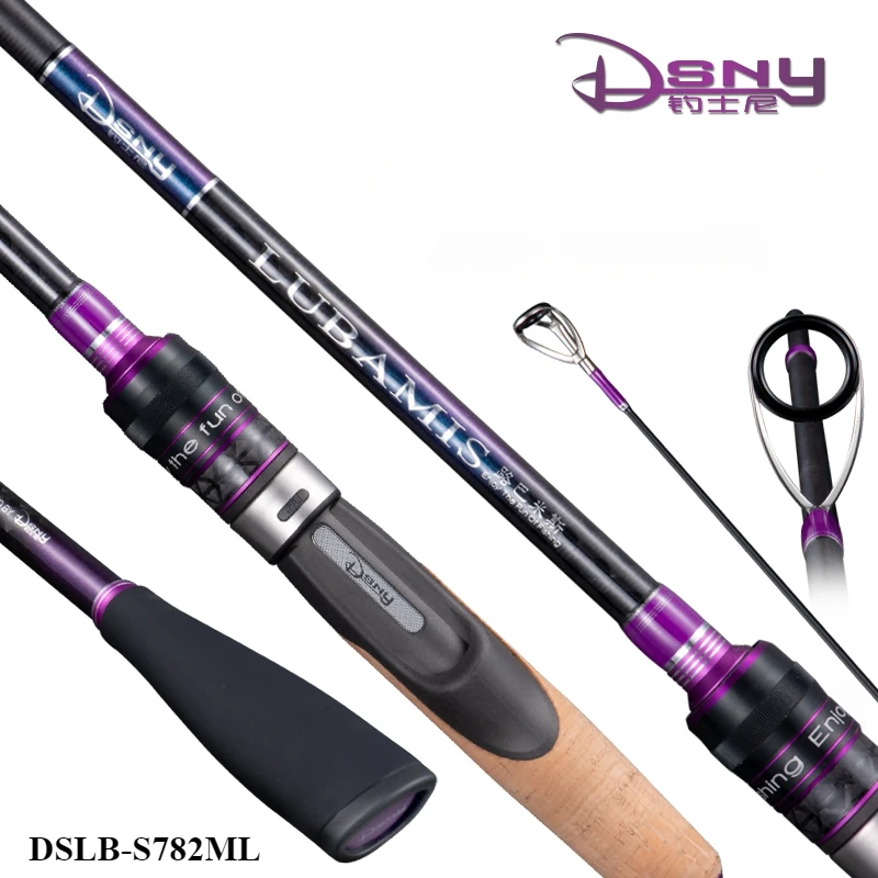 DSNY-Lure Fishing Rod Carbon Ultra Light ML Quick Adjustment Solid Rod Tip Fuji Guide Ring Fuji Reel Seat 2.34m Lure WT 3g-15g