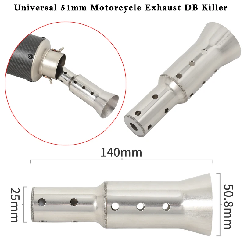 

Universal 51mm Motorcycle Racing Exhaust Pipe Stainless steel Silencer Muffler Removable DB Killer Escape System Noise Reduction