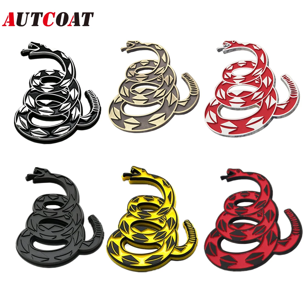 

AUTCOAT 1Pcs Dont Tread on Me Metal Car Sticker, Gadsden Flag Auto Emblem, 3D Snake Decal for Automotive, Truck, Motorcycle