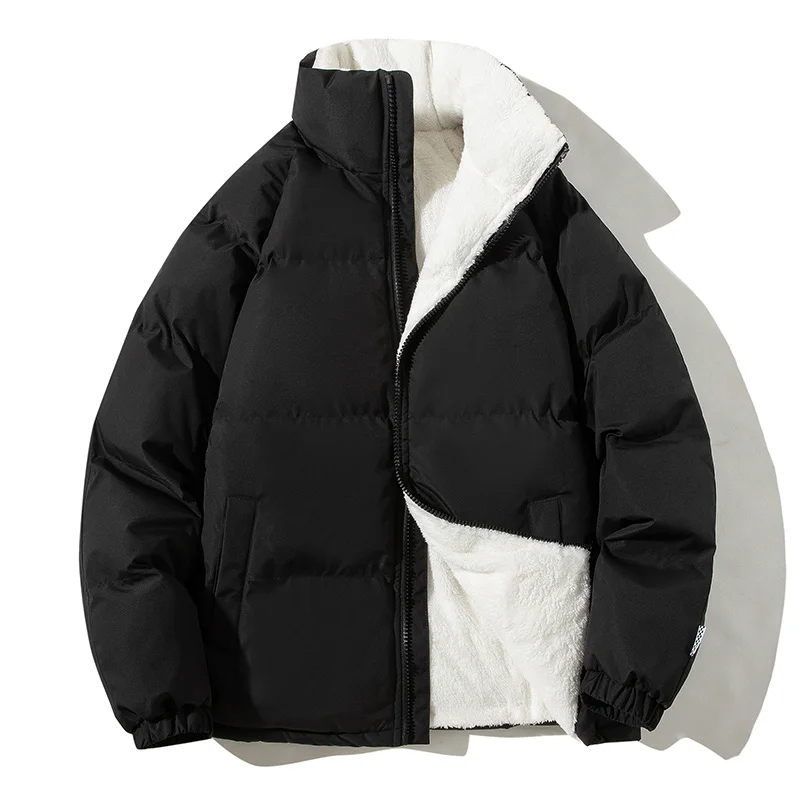 

Winter Men Comfortable Trendy Versatile Solid Color Collar Padded Jacket Outdoor High Quality Sports Leisure Thick Cotton Jacket