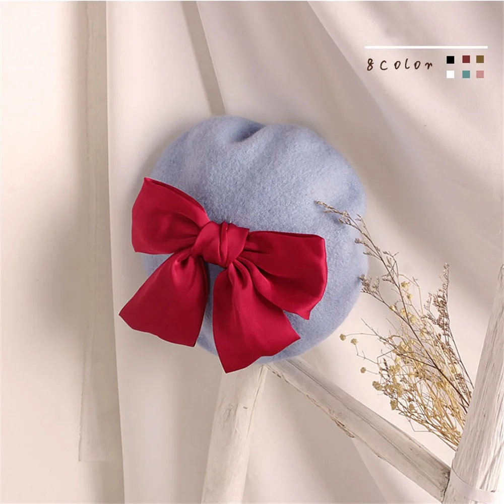 Big Bow Children Beret Autumn and Winter Models Boys and Girls Baby Painter Hat Fashion Hat