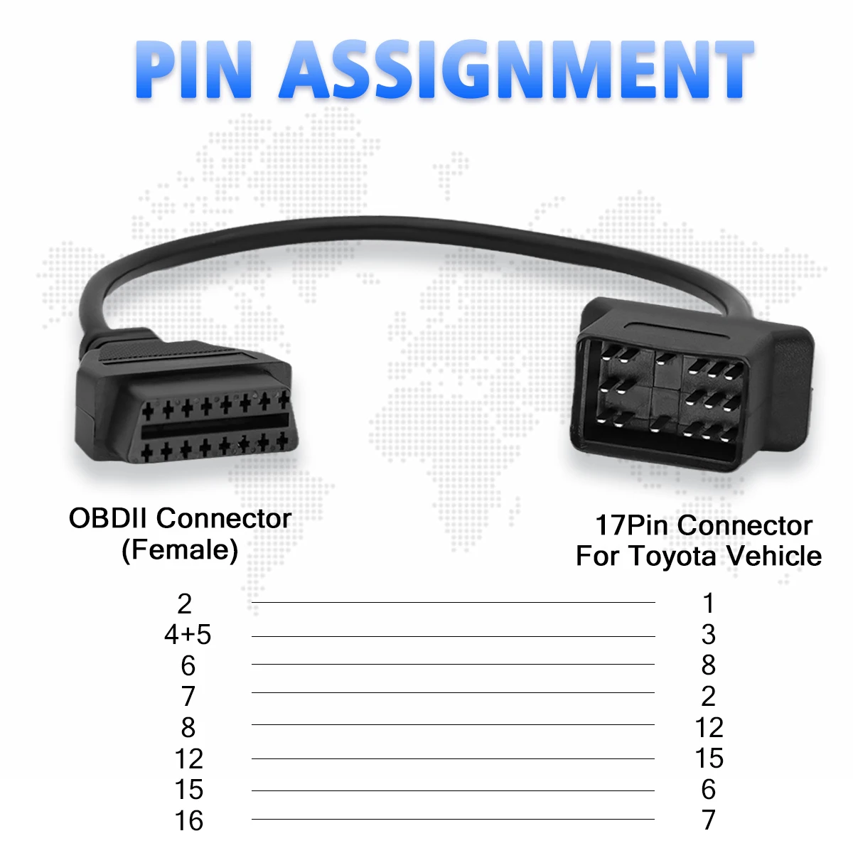 For Toyota 17Pin OBD Connector OBD2 Diagnostic Cable 17 Pin to 16 Pin OBD1 OBD2 Adapter for OBD2 Interface Scan Diagnostic Tools