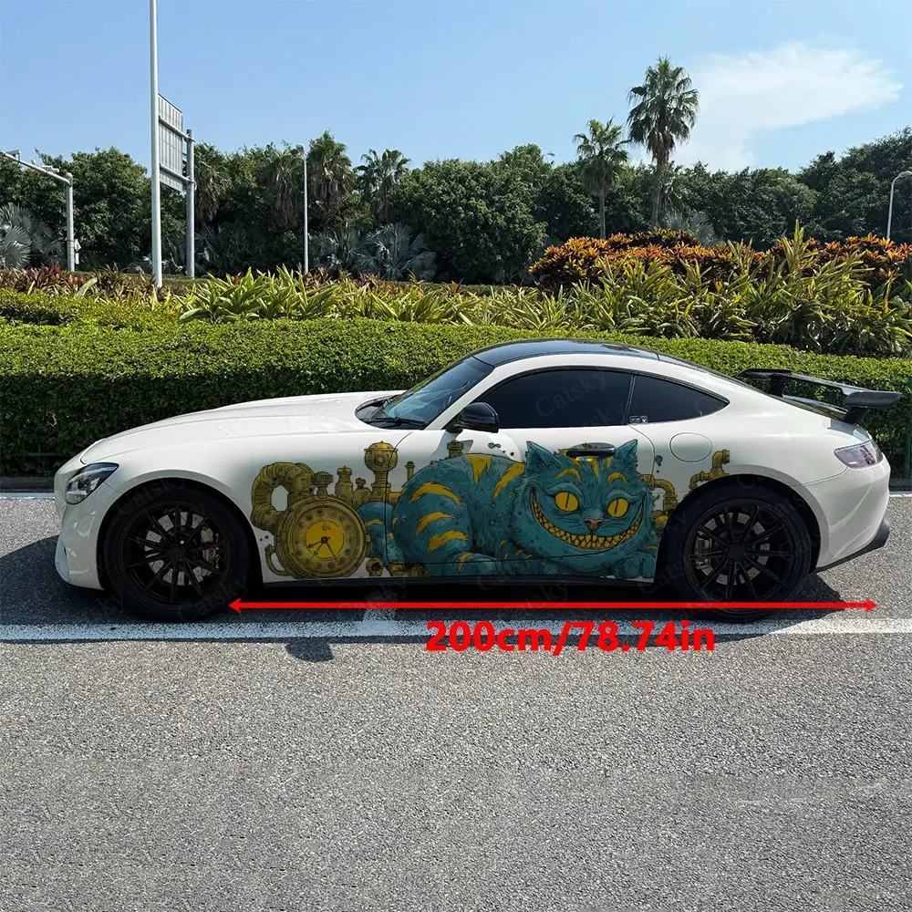 2pcs Mechanical And Cat Car Sticker Full Body Decal Decoration Scratches Protect Car Sticker Waterproof Car Vinyl Wraps