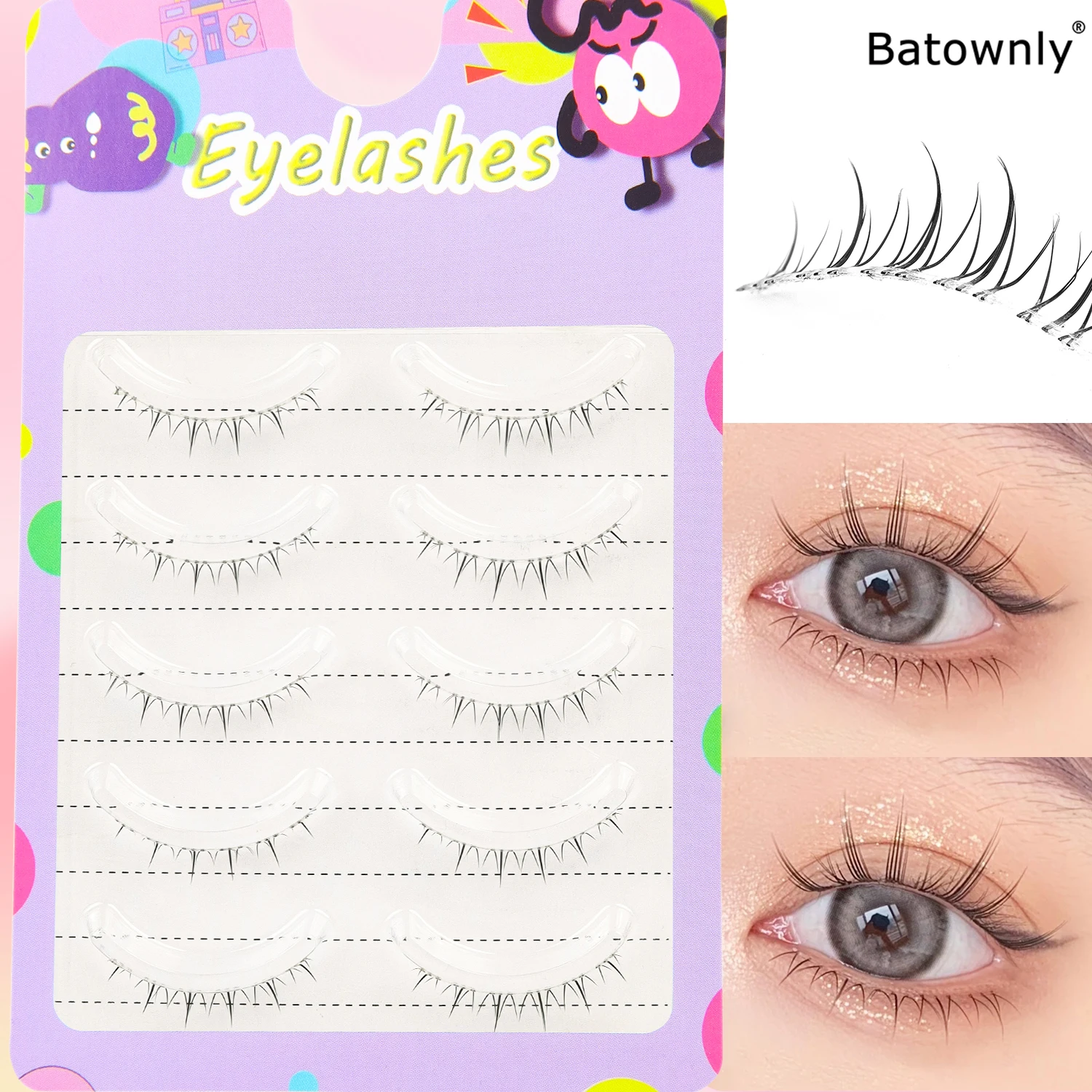 5 Pairs of Transparent False Eyelashes with Natural Flame Effect Under the Lower Lashes are Suitable for Beginners