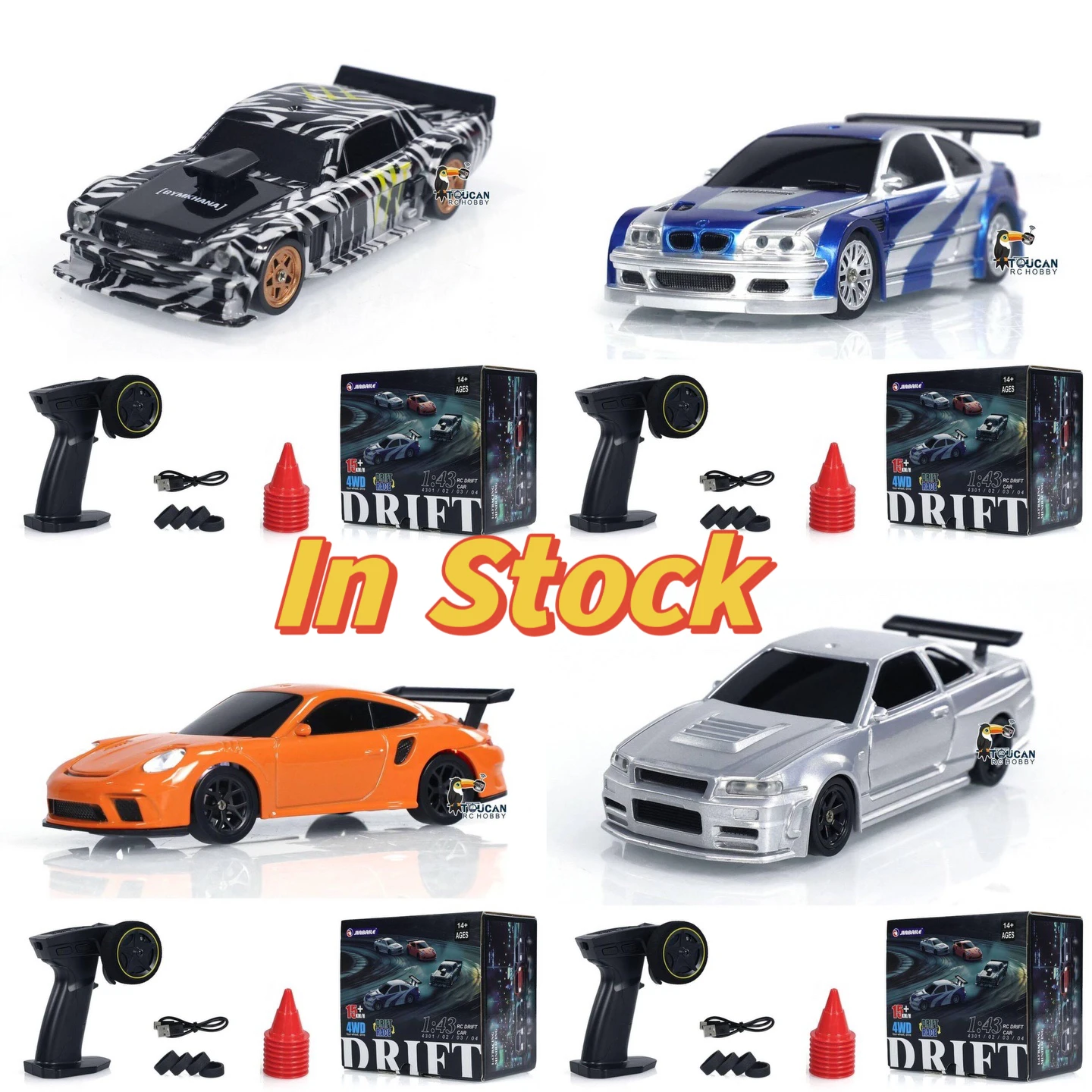 RTR RC 4WD 2.4G Mini Toys 1/43 Speed Car Radio Control High Speed Racing Drifting Car Four-wheel Drive Toy Model Gifts for Boys