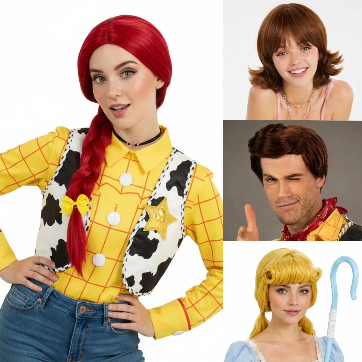 REEWES Toy 5 Costume Wigs Brown Cowboy Hair Red Braid Wig Jessie Cosplay Halloween Costume 2026 Accessory Synthetic for Adults