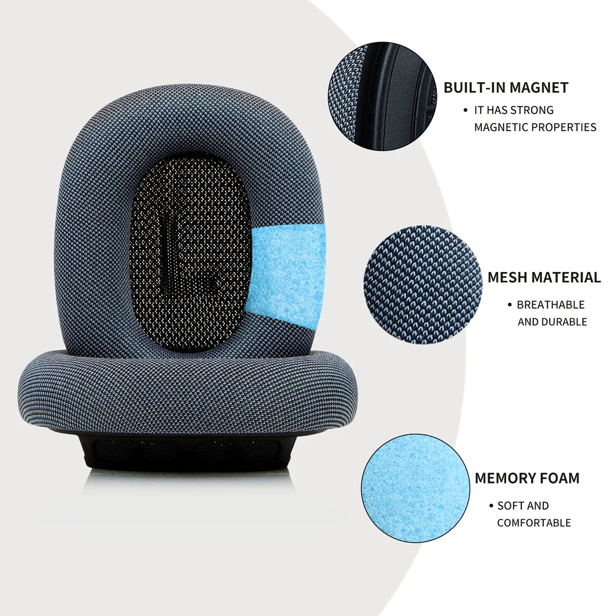 XIXIYIN استبدال سماعة بطانة للأذن جذب مغناطيسي لابل Airpods ماكس Gen 2 2024 وسادات الأذن الإسفنج وسادة رغوة لينة