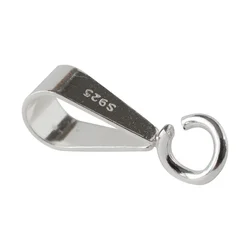 Solid 925 Sterling Silver Slider Pendant Clasp Bail Connector with open jumpring, jewelry DIY silver findings/components