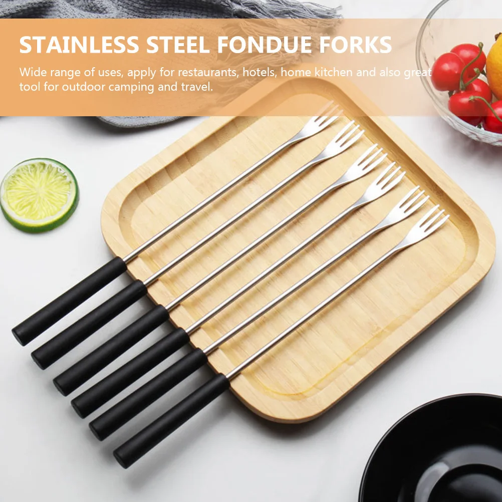 

12pcs Long Handle Chocolate Stainless Steel Fondue Portable Dessert Fruit Cheese Forks Kitchen Baking Tools Dipping Forks