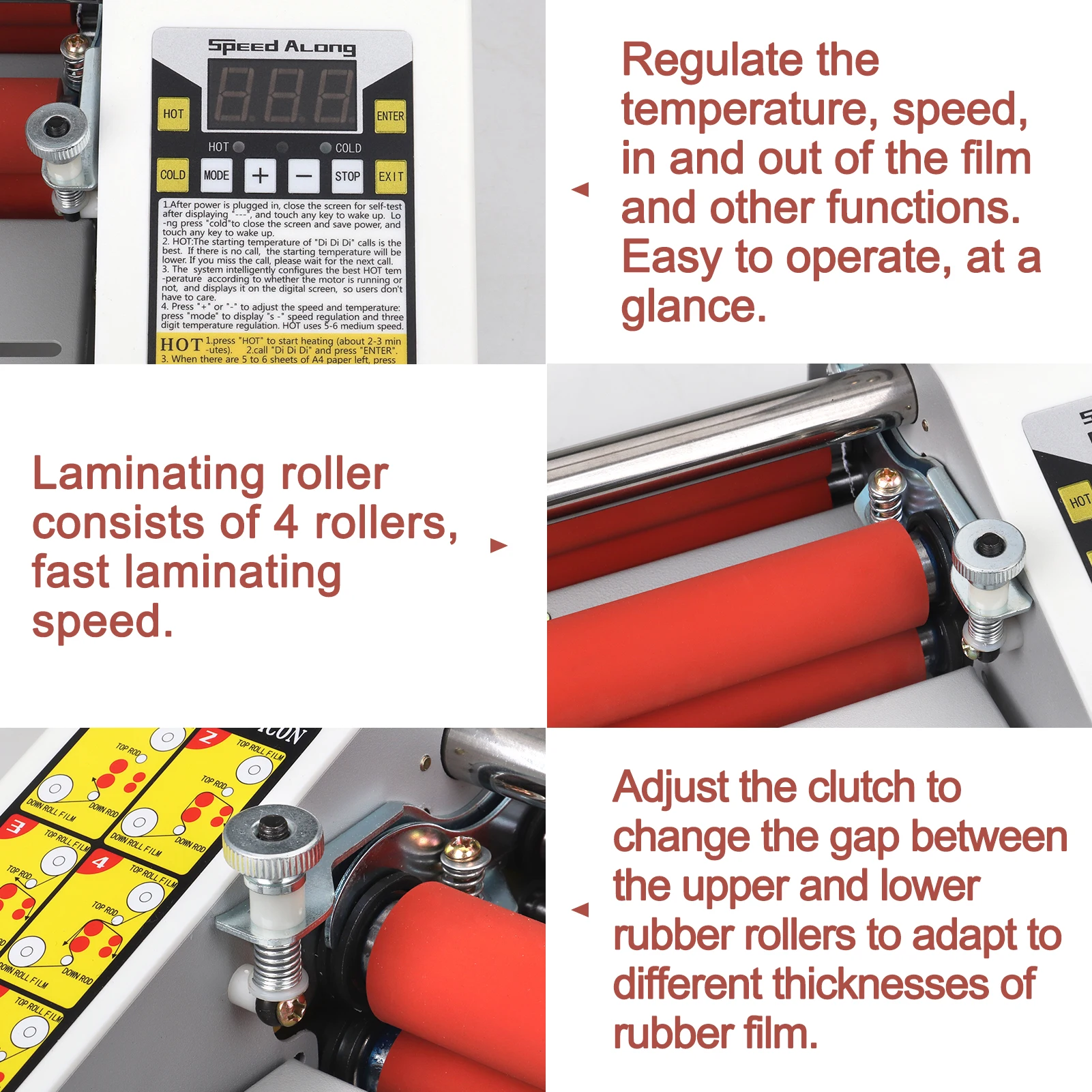 9350 A3+ Laminating Machine Four Roller Cold Hot Laminator Rolling Machine Film Photo Laminating Machine English Version Binding