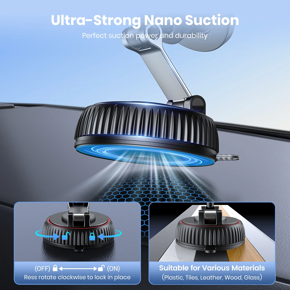 TOPK マグネット式車載スマホホルダー 折りたたみ式 Magsafe対応 360度回転 ° iPhone、Samsung用回転式吸盤スタンド、壁掛けデスクホルダー