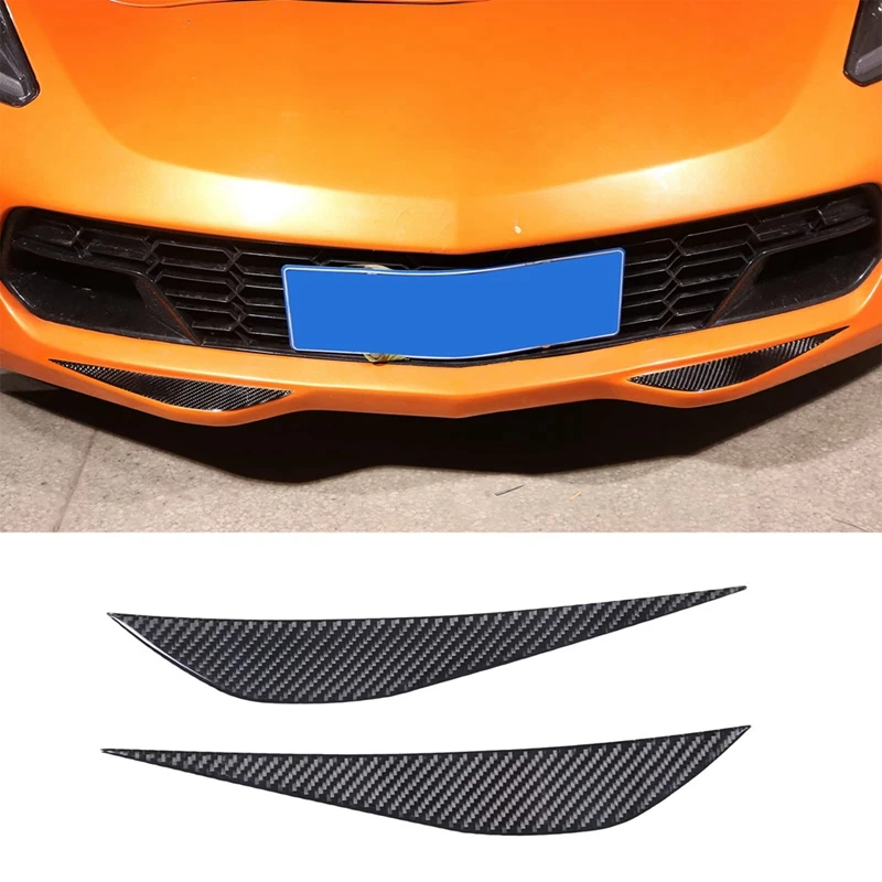 For Corvette C7 2014-2019 Soft Carbon Fiber Car Front Bumper Bottom Corner Cover Trim Front Lip Decals Sticker Replacement Parts