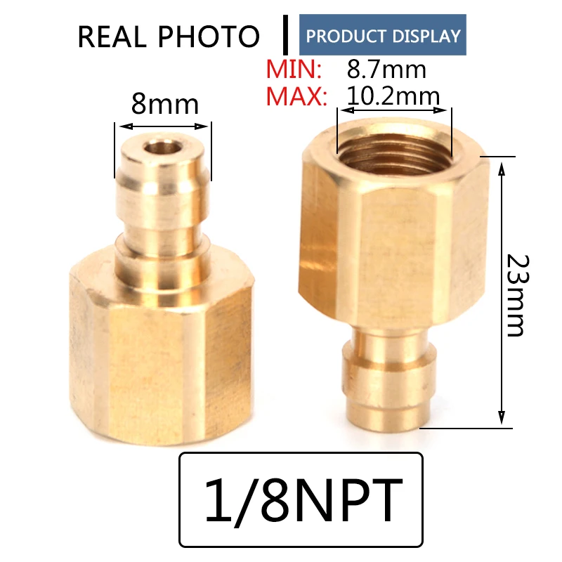 Raccordi per connettori attacco rapido in rame Ricarica aria 1/8NPT M10x1 1/8BSPP Filettatura 8MM Presa femmina 2 pz/set