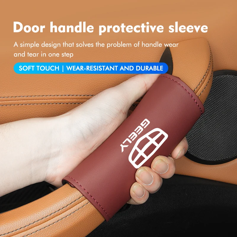 Car Door Inner Handle Protector Cover Leather Protective Case For Geely Ttugella Geometry C Coolray Emgrand Atlas Pro EC7 GX3