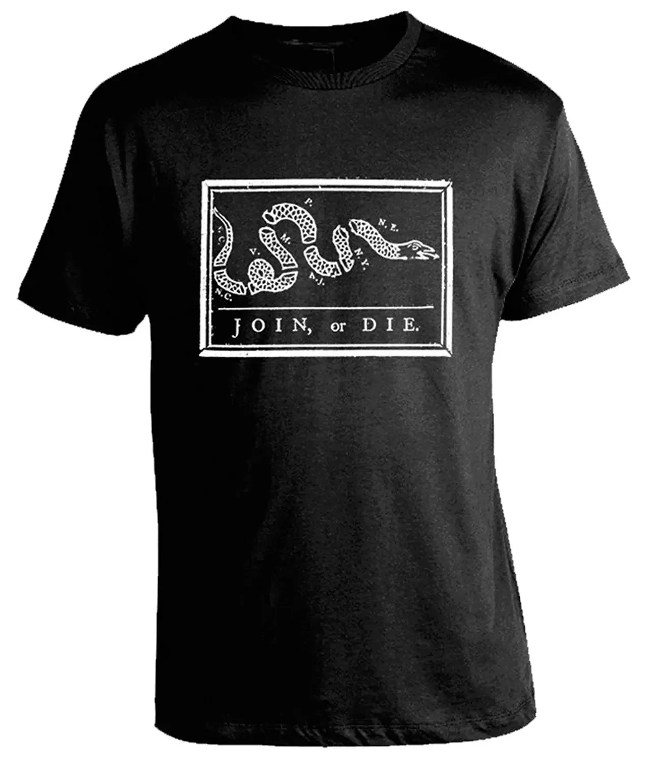 

Join or Die. Classic Snake Caricature Graphic T-Shirt 100% Cotton O-Neck Summer Short Sleeve Casual Mens T-shirt Size S-3XL