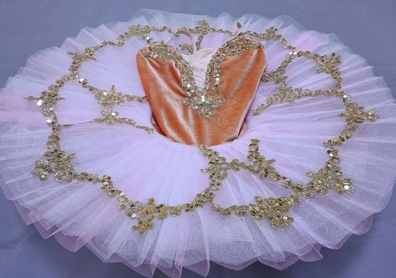 Tutù da balletto arancione Pancake Professionale Lago dei cigni Ballerina tuloli Tutù da performance per costume di scena per balletto da donna