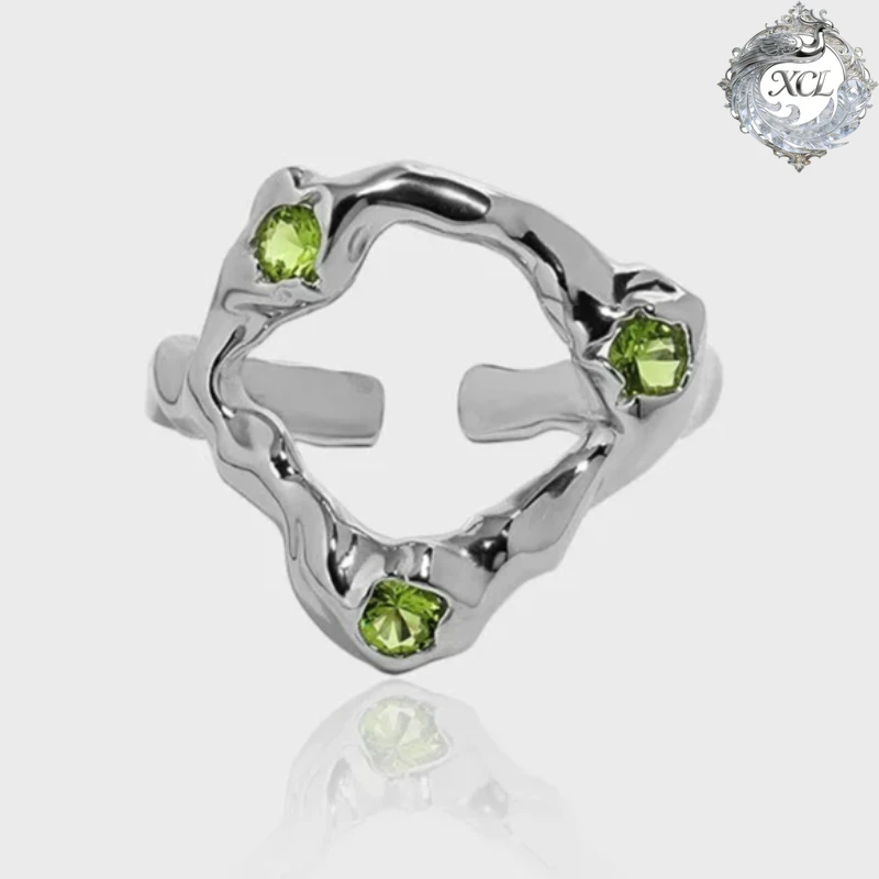 

Кольцо XCL из стерлингового серебра 925 пробы с неровной поверхностью, инкрустированное сверкающими фианитами, регулируемое, для помолвки, свадьбы, вечеринки, изысканное ювелирное украшение для женщин