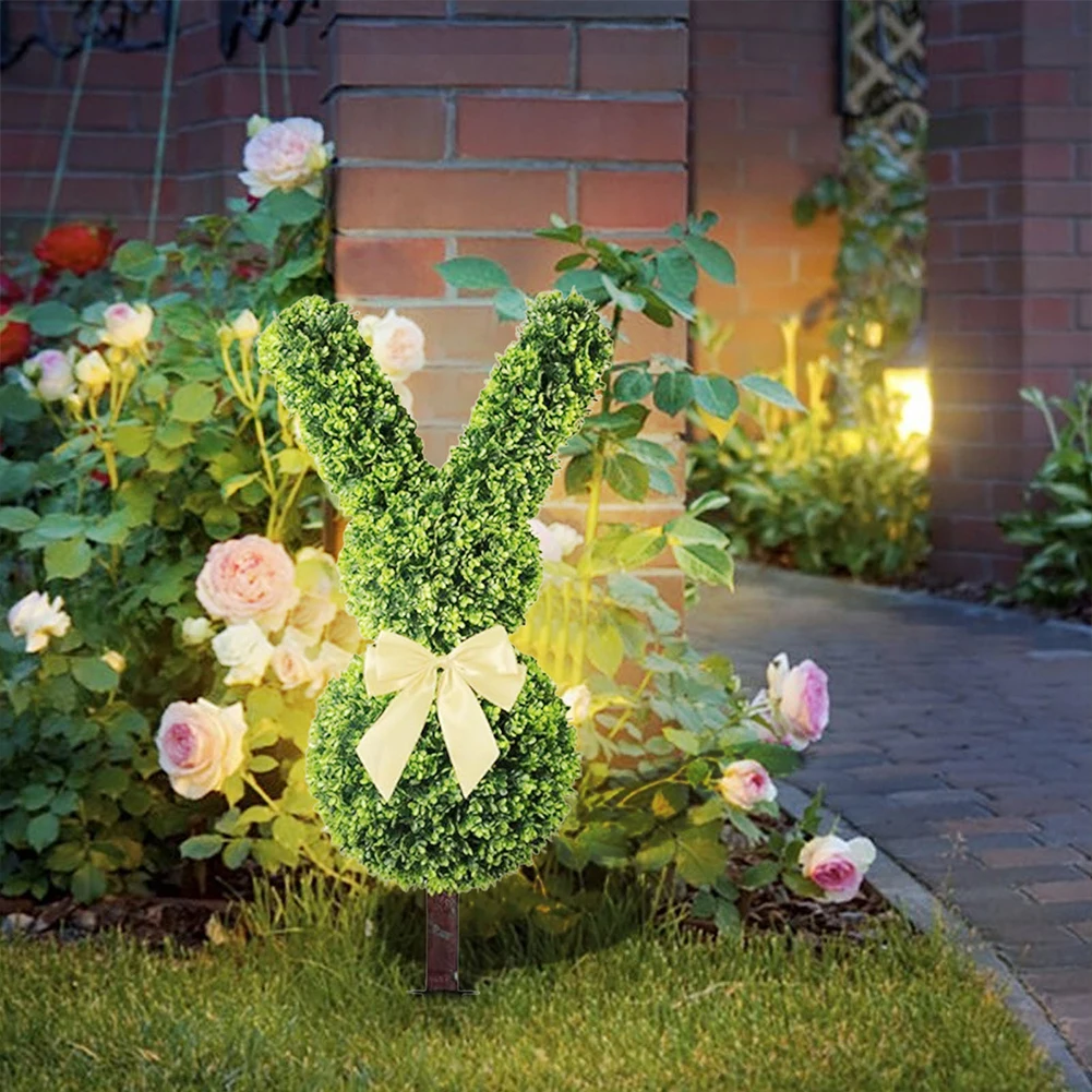 

Easter Rabbit Topiary Tree Pot Sunburn Resist Animal Statue Topiary Reusable for Outdoor Indoor Yard Lawn Festival Decoration