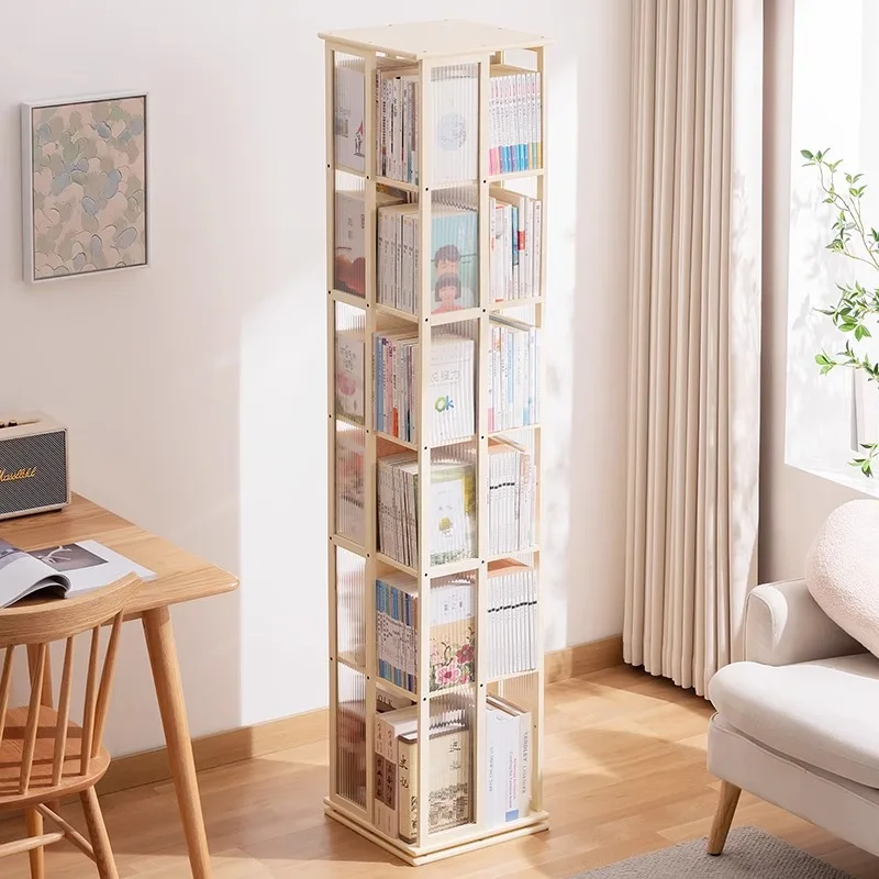 living room rotating bookshelf light luxury modern floating shelves multi-layered household etagère rangement home furniture