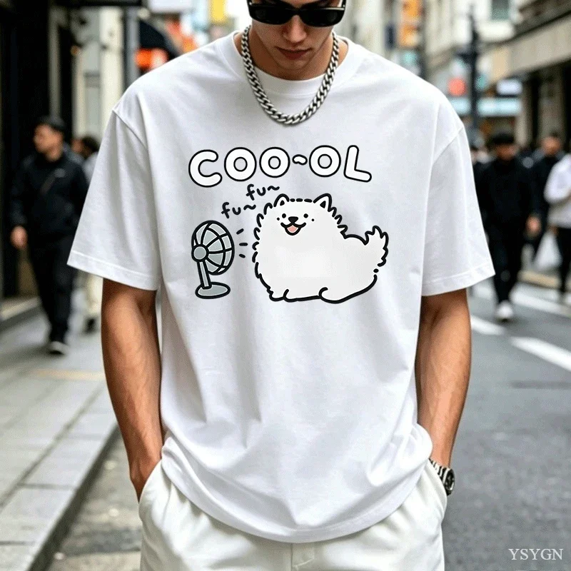 Funny Cute Dog Cool Fan T-Shirt Men Women Summer Puppy Graphic Tee Adorable Dog Lover Tshirt Harajuku Cotton Short Sleeve Tees