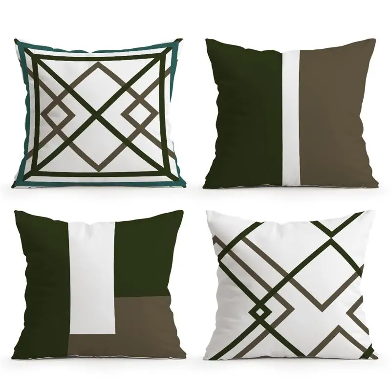 

Green Geometric Pattern Decorative Cushions Pillowcase Polyester Cushion Cover Throw Pillow Sofa Decoration Pillowcover Home