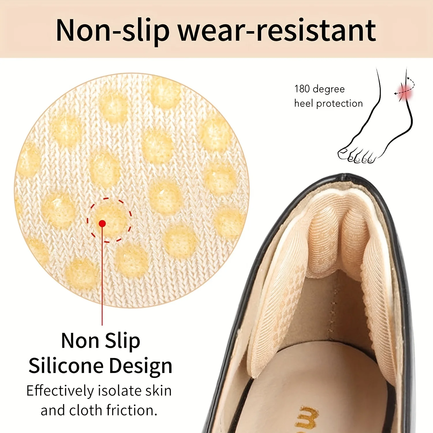Blister-Free Comfort  4 Pairs Anti-Slip Heel Pads for Enhanced Stability & Universal Fit, Perfect for All Shoes