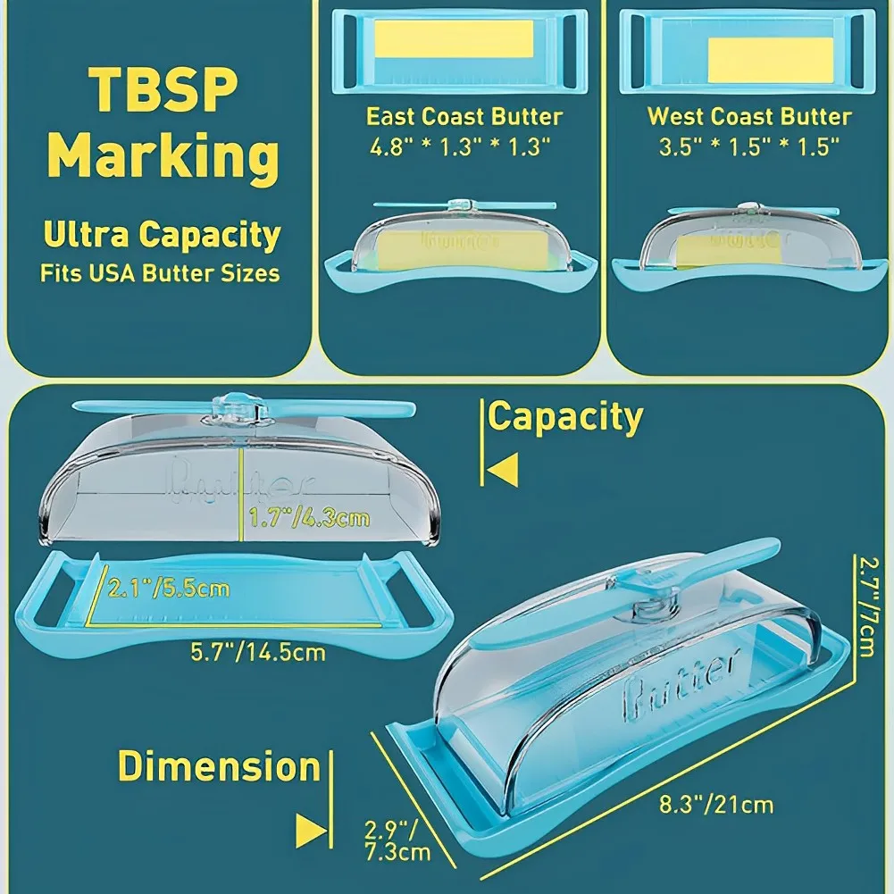 Contenitore creativo per burro in plastica con coperchio, coltelli, bilancia, cucina a bassa temperatura, formaggio, torta, snack, frigoriferi, scatola di conservazione della freschezza