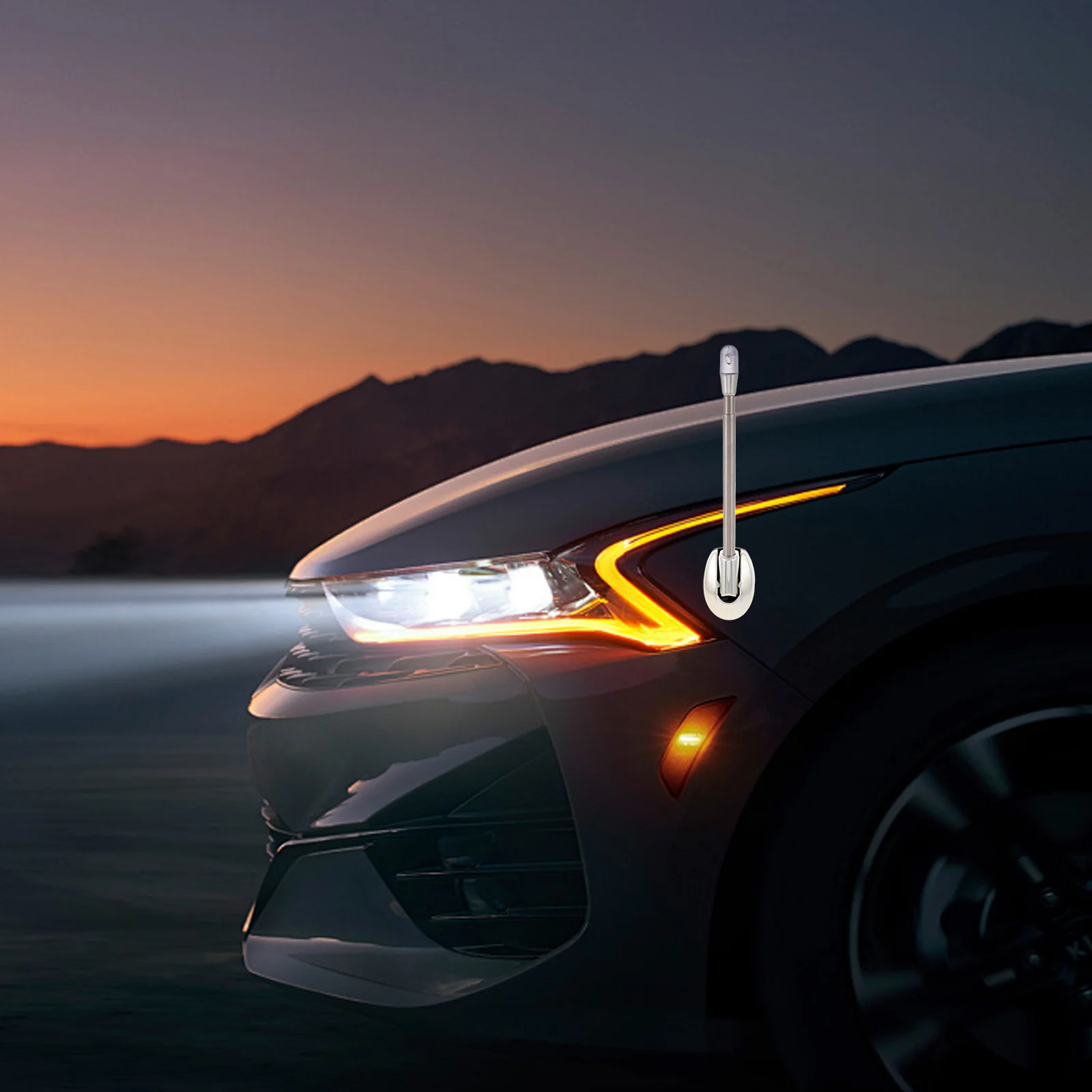 

Car Bumper Corner Guide Pole Silver 16cm Telescopic Antenna Flagpole Adjustable Parking Marker Driving Assist Universal