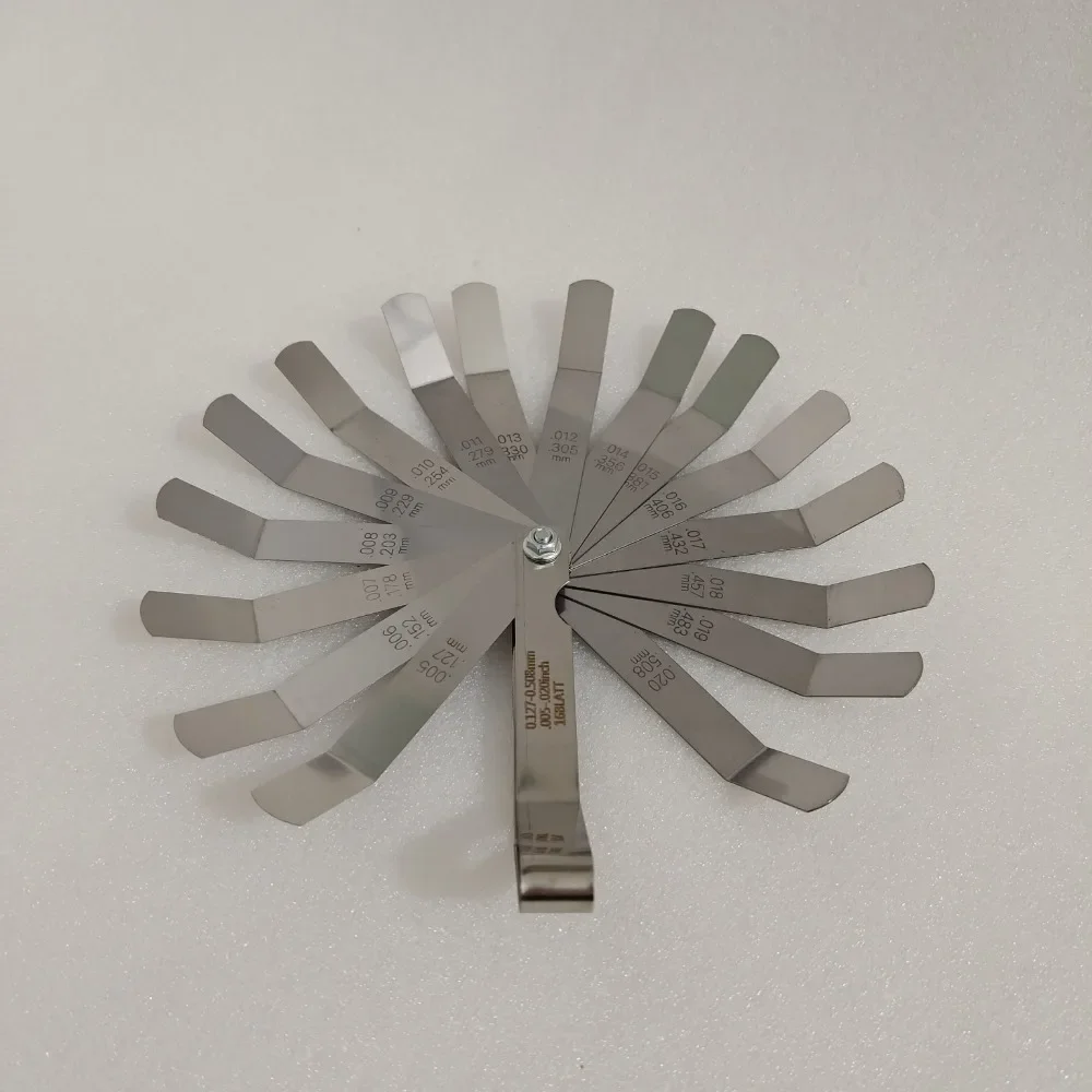 

1 комплект, 16 лопастей, щуп, метрический 0,127-0,508 мм, инструмент для измерения заполнения зазоров для регулировки клапана двигателя