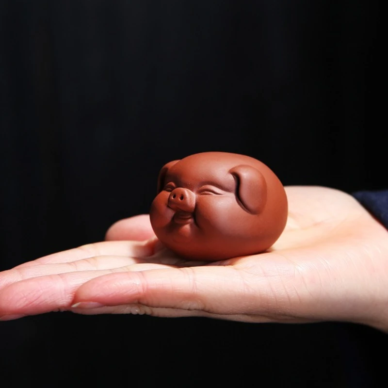 Purple Sand Tea Pet Ornament Boutique Tea Can Be Raised and Played With Tea Art Mini Piggy Lucky Xiaofu Pig Tea