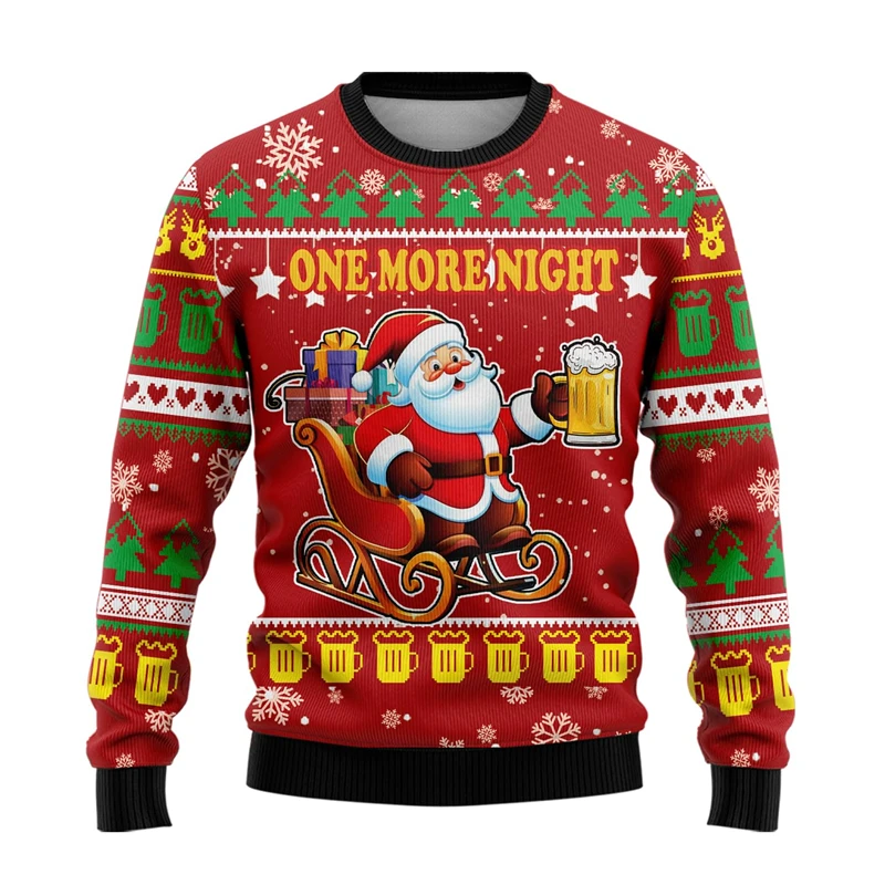 Fashion Beer Ugly Christmas Sweater For Men Clothing Hip Hop Bar Party Women Sweatshirts Casual Male Pullovers Beers Tracksuit