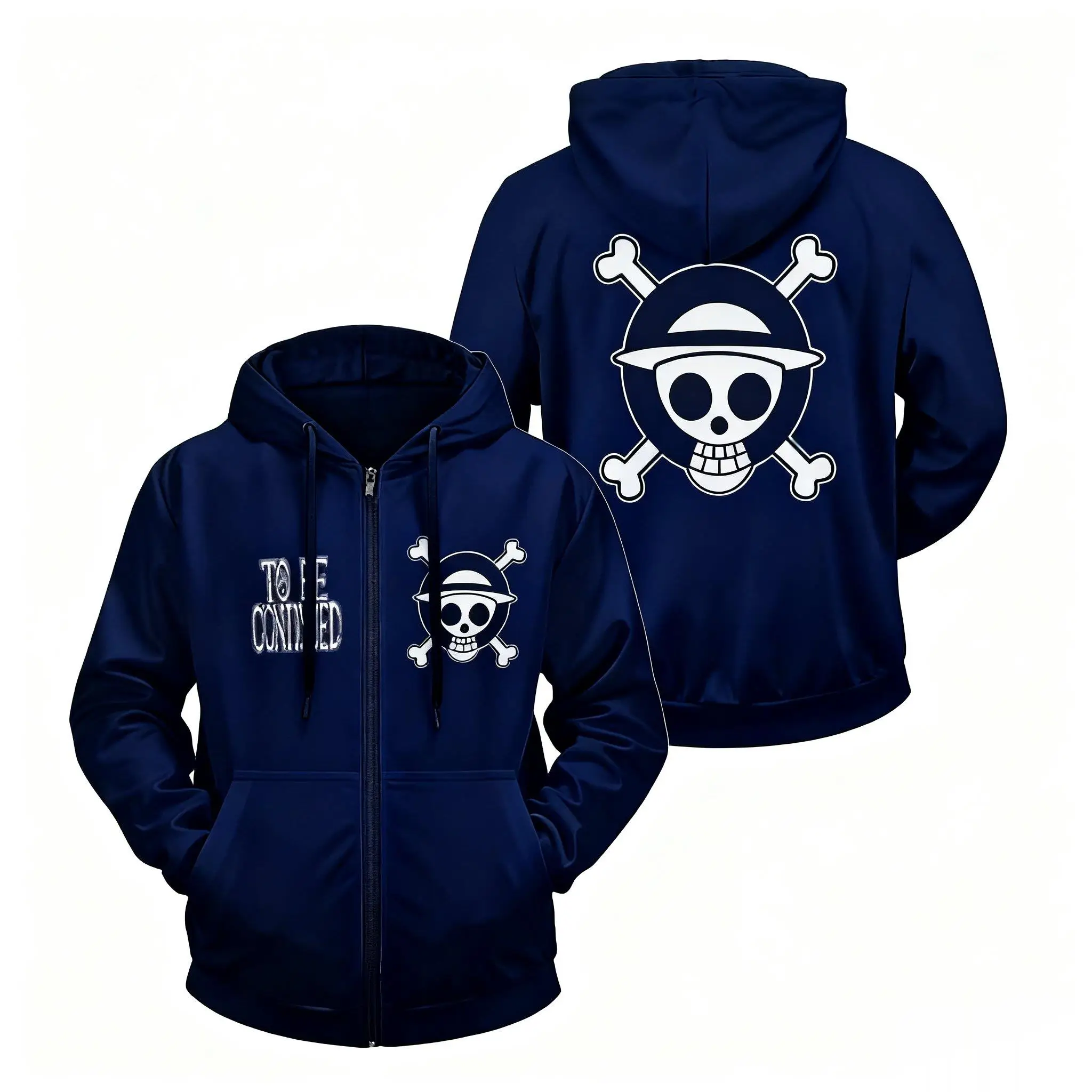 เสื้อแจ็คเก็ตมีฮู้ดลายการ์ตูนวันพีซ สำหรับผู้ชายและผู้หญิง สไตล์สตรีทแวร์ ทรงโอเวอร์ไซส์ ลำลอง แขนยาว เหมาะสำหรับฤดูใบไม้ร่วงและฤดูหนาว