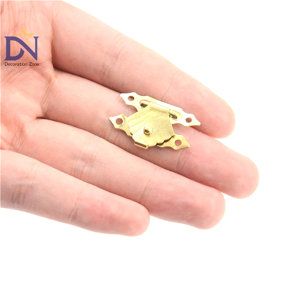 10pcs Jewelry Gift Box Decorative Hasp Latch Mini Antique Iron Sheet Wooden Case Hasp Home Finuture Buckle Clasp Lock No Screws