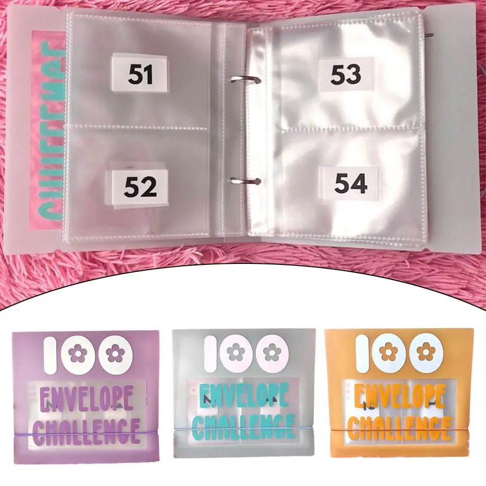 PVC 100 Envelope Challenge Binder Saving Challenge Labeled Slots A5 Binder Sleeve Cash Envelopes Money Saving Binder